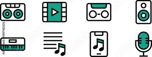 Mini Icon Pack set musical instrument, orchestral, lyrical, tuneful for Website Design, UI UX and Digital Asset