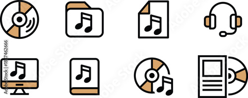 Mini Icon Pack set musical instrument, tune, composition, rhythm for Website Design, UI UX and Digital Asset