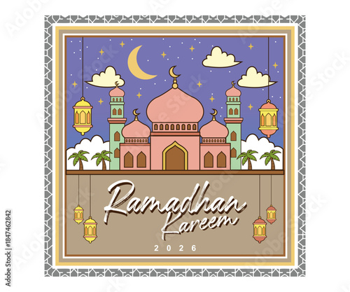 Ramadan Kareem greeting Islamic card Background Islam religious
