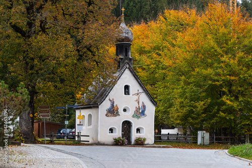 Chapel in Klais, a small, historic Bavarian style chapel located in the municipality of Krun, Bavaria, Germany.
