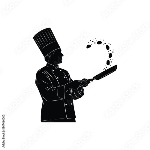 Chef creating culinary art isolated on white background, Vector, illustration