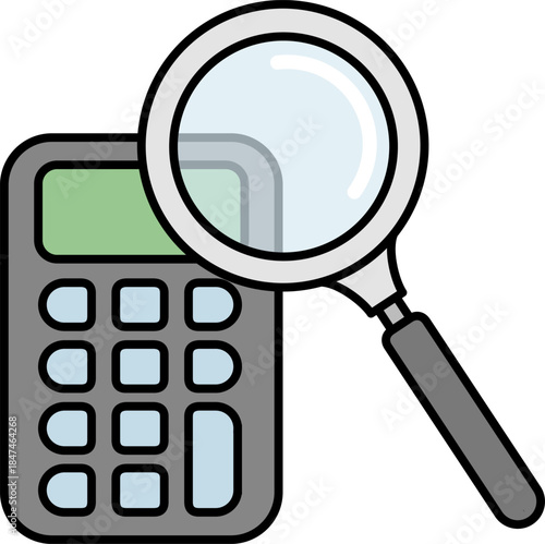 電卓と虫眼鏡のアイコン