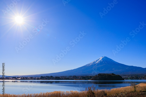 大石公園から見えた富士山と太陽