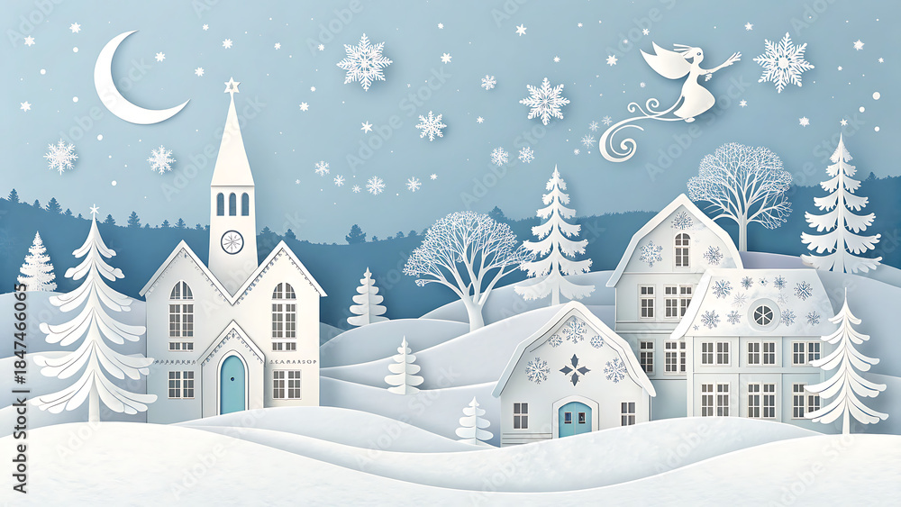 Fototapeta premium Serene winter village