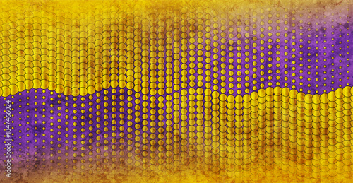 Bright golden and violet grunge dotted lines abstract background