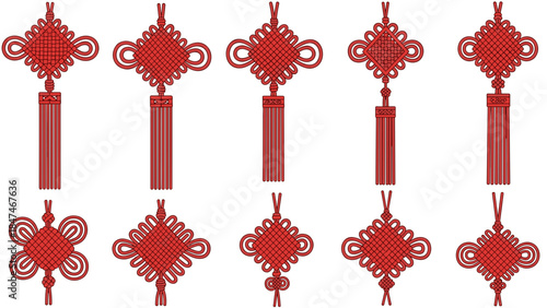 Set of red chinese knots