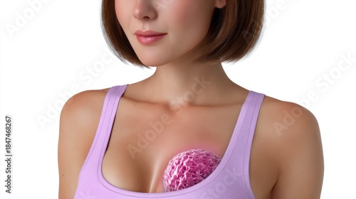 Breast Cancer Awareness: An artistic and compassionate depiction of the human form, highlighting the importance of early detection and cancer awareness with emphasis on a healthy lifestyle.