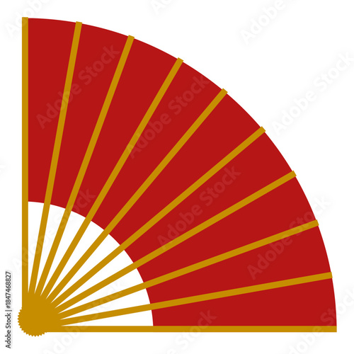 Classic red gold Chinese folding fan illustration