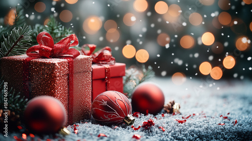 Christmas decoration on background. Merry Christmas and happy New Year background