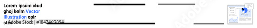 Business analytics, data visualization, infographics, reporting, education, research. Abstract design lines and a chart. Business analytics and data visualization focus
