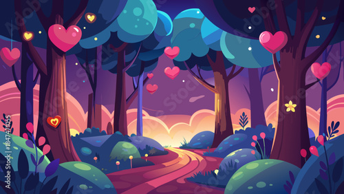 Enchanted forest at dusk