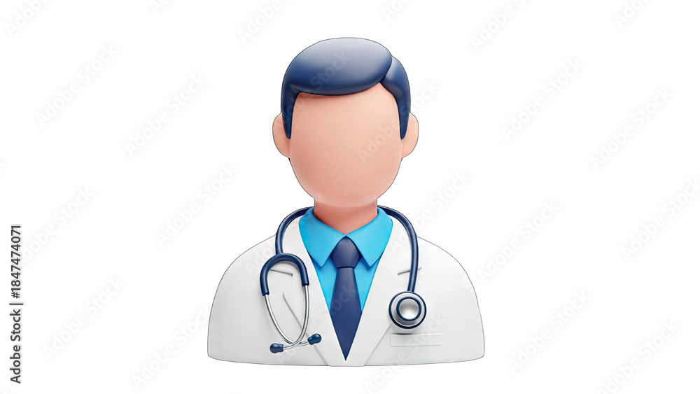 Fototapeta premium 3D Doctor Avatar with Stethoscope on White Background