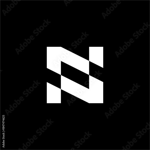 A bold, geometric Letter N with futuristic sharp cuts. Perfect for a cutting-edge tech startup or modern engineering firm.