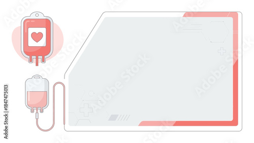 Poster of Blood Donation Bag and Medical Infusion Set with Copy Space. EPS Editable