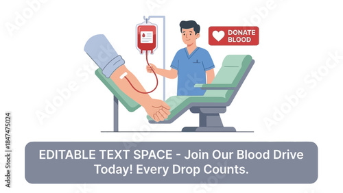 Poster of Blood Donation Campaign Illustration with Donor and Medical Professional. EPS Editable