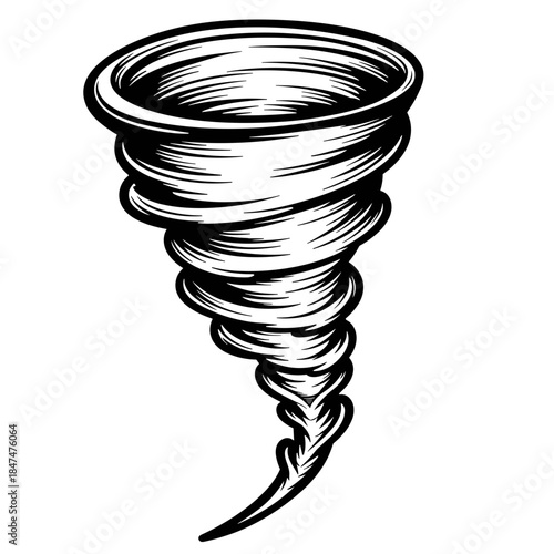 Line art tornado illustration, weather phenomenon and natural disaster concept