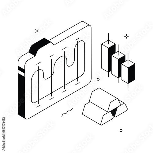 A creatively designed amazing isometric illustration of stock market