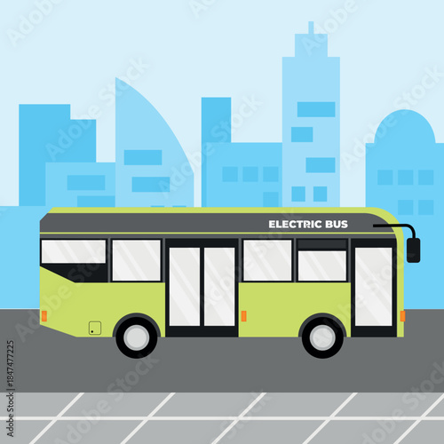 Vector illustration of an electric bus in public transportation