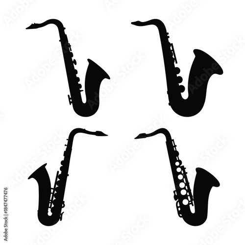 Classic saxophone instrument silhouettes for music and jazz.