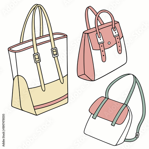 Colorful of three women's handbags women's bags fashion accessories