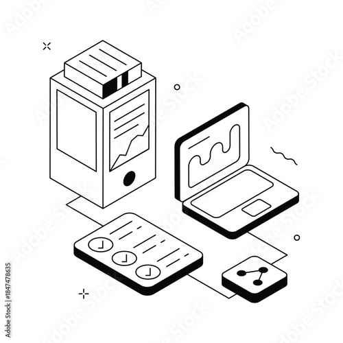 Perfectly designed amazing isometric illustration of data sharing