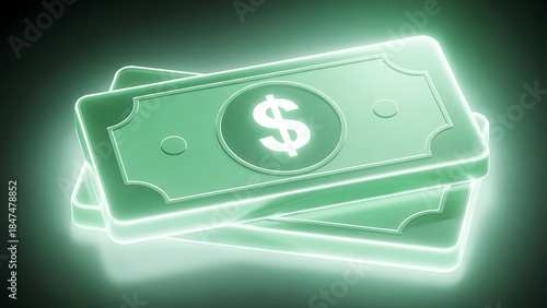 Dollar sign icon on computer keyboard and screen on black background