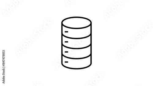 Green data storage tower icon representing digital information management and storage solutions.