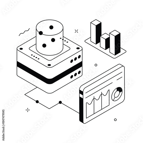 Download this premium quality isometric illustration of data science