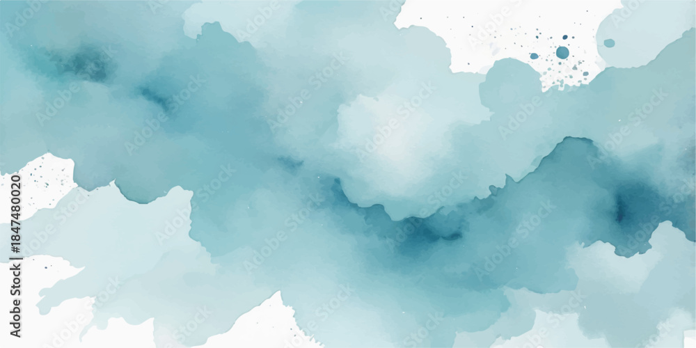 Obraz premium Abstract light blue watercolor texture pattern background with clouds and sky