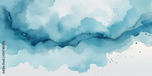 Abstract watercolor blue sky cloudscape background