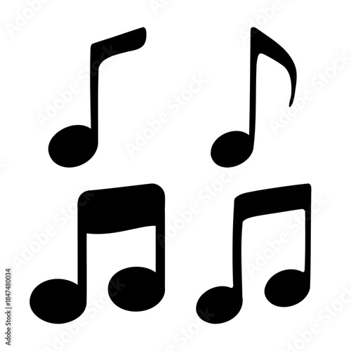 Music notes graphic isolated on a clean white background.