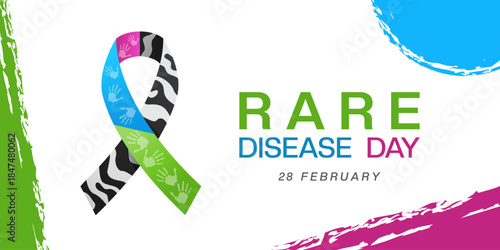 February 28 is Rare Disease Day. Ribbon. Great for cards, banners, posters, social media and more. White Background