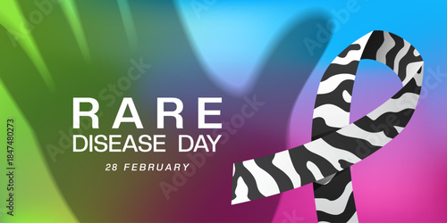 February 28 is Rare Disease Day. Ribbon and hand. Great for cards, banners, posters, social media and more. 