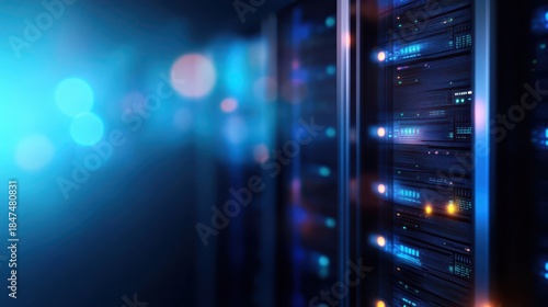 Rack server maintains digital data integrity in dedicated room enterprise grade server processes information within controlled environment