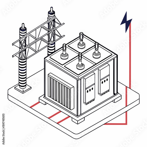 Hydroelectric transformer layout with insulators and electrical connections