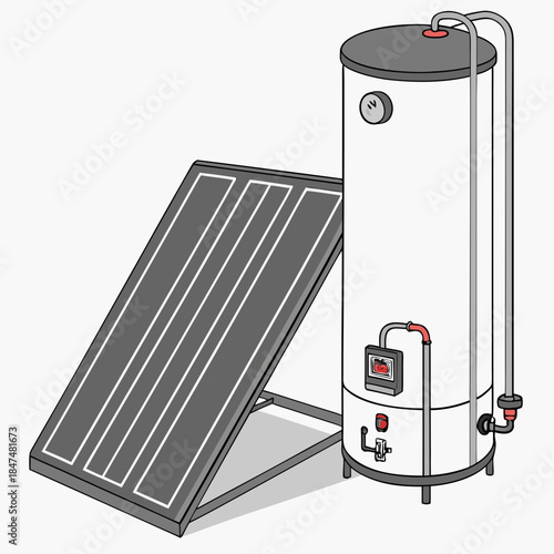 Solar water heater with thermal unit and metal surface