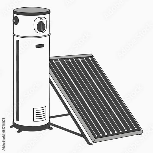 Solar thermal heater unit with metal surface and solar panel