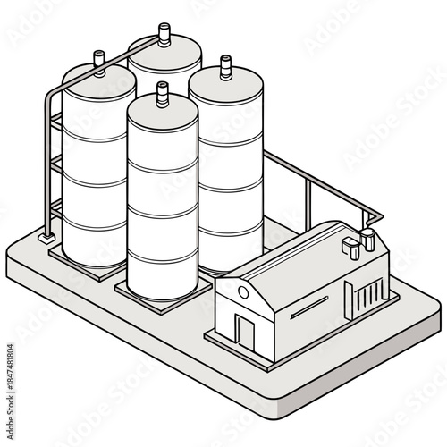 Gas compression station with cylindrical units and building