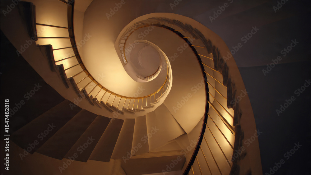 Fototapeta premium Spiral Staircase View From Below