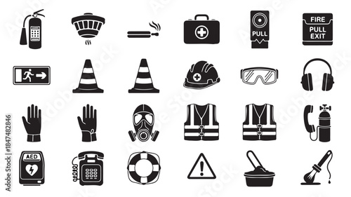 Safety Icons Set for Industrial and Construction Sites