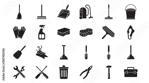 Cleaning Tools Icons Set