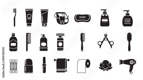 Black and White Barber Shop Icons