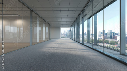 The office building's carpet was installed. 