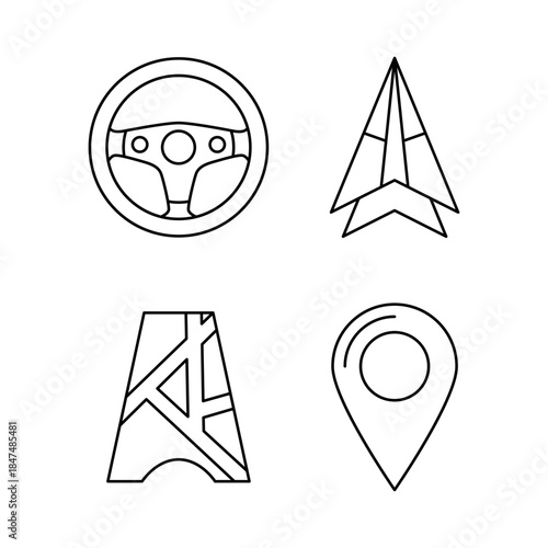 Travel and Navigation Line Icon Set
