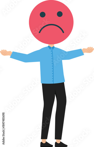 stress burden and anxiety or negative thinking, anger or emotional cause problems, overworked or over stress, mental health or depression, Businessman holding card with bad face.


