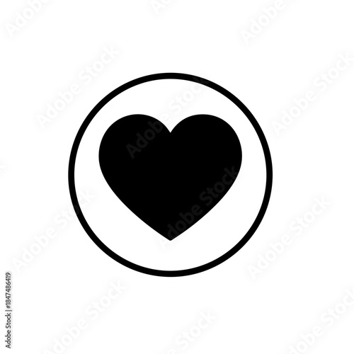 Black Heart in Circle Icon