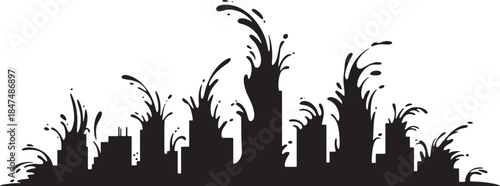 Splash city skyline vector illustration with water effect isolated