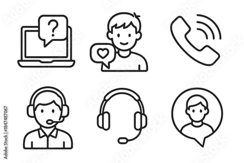 Customer Support Vector Icons Set for Online Service