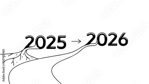 Navigating the Timeline: A minimalist visual depicting the passage from 2025 to 2026, where a line suggests an advancing timeline.