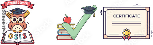 flat vector illustration of student council education symbols